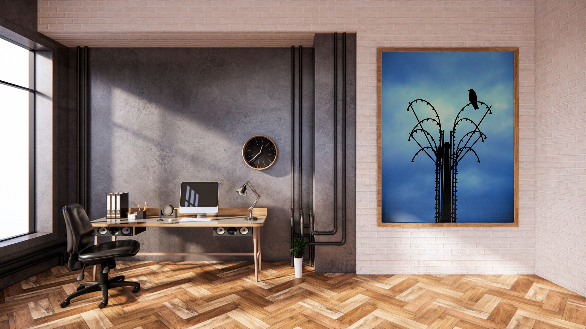 Bird on a Wire original abstract contextualised office art modern decor photo print by Blair Montague Drake